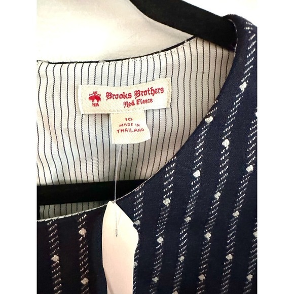 NWT BROOKS BROTHERS Red Fleece Collection Navy White Dotted Sheath Dress - Sz 10 - Picture 3 of 5